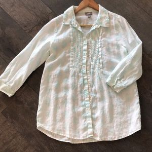 LAST CHANCE!  J Jill white tunic w/blue pattern 3/4 sleeves Sz S